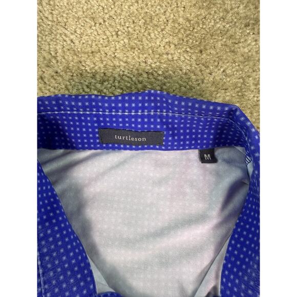Turtleson Golf Shirt Mens Size Medium Blue Dot Performance Polo Stretch C155 - Picture 5 of 9